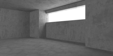 Karanlık beton boş oda. Modern mimari tasarım