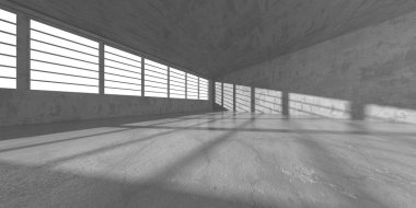 Karanlık beton boş oda. Modern mimari tasarım