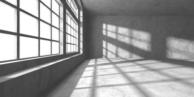 Karanlık beton boş oda. Modern mimari tasarım