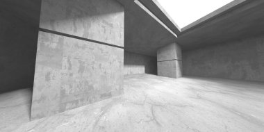 Karanlık beton boş oda. Modern mimari tasarım