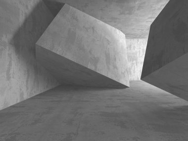 Karanlık beton boş oda. Modern mimari tasarım