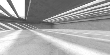 Karanlık beton boş oda. Modern mimari tasarım