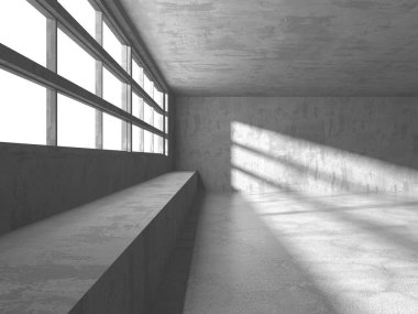 Karanlık beton boş oda. Modern mimari tasarım