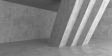 Karanlık beton boş oda. Modern mimari tasarım