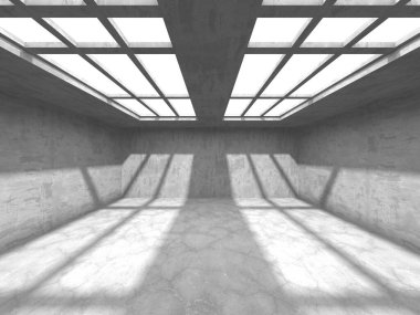 Karanlık beton boş oda. Modern mimari tasarım