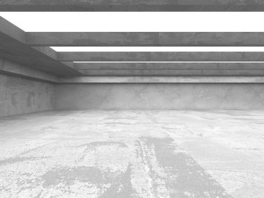 Karanlık beton boş oda. Modern mimari tasarım