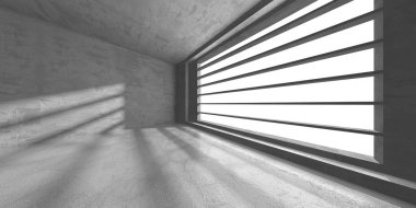 Karanlık beton boş oda. Modern mimari tasarım