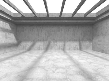 Karanlık beton boş oda. Modern mimari tasarım