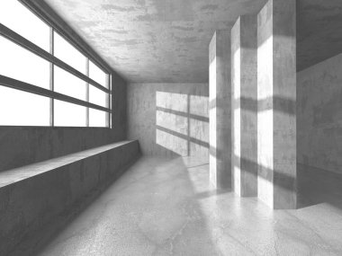 Karanlık beton boş oda. Modern mimari tasarım