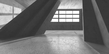 Karanlık beton boş oda. Modern mimari tasarım