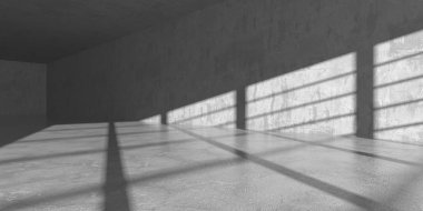 Karanlık beton boş oda. Modern mimari tasarım