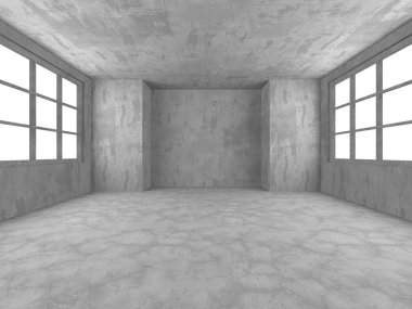 Karanlık beton boş oda. Modern mimari tasarım