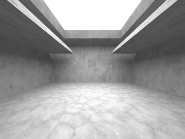 Karanlık beton boş oda. Modern mimari tasarım