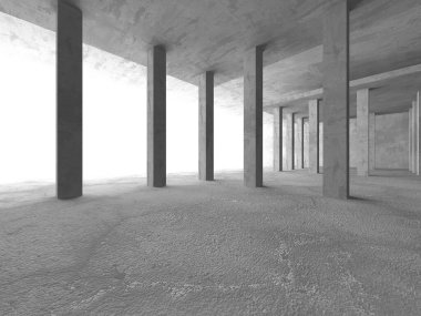 Karanlık beton boş oda. Modern mimari tasarım