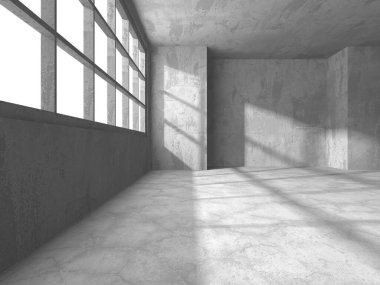 Karanlık beton boş oda. Modern mimari tasarım