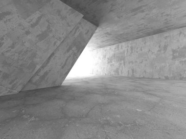 Karanlık beton boş oda. Modern mimari tasarım