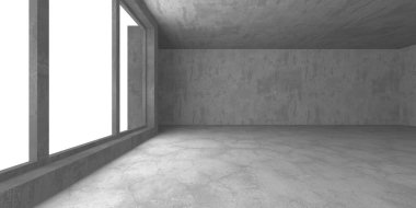 Karanlık beton boş oda. Modern mimari tasarım