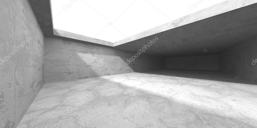 Dark concrete empty room. Modern architecture design