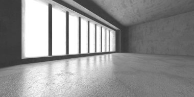 Karanlık beton boş oda. Modern mimari tasarım