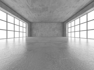 Karanlık beton boş oda. Modern mimari tasarım