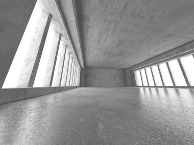 Karanlık beton boş oda. Modern mimari tasarım