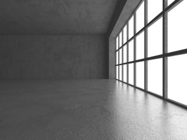 Karanlık beton boş oda. Modern mimari tasarım