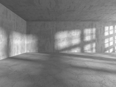 Karanlık beton boş oda. Modern mimari tasarım