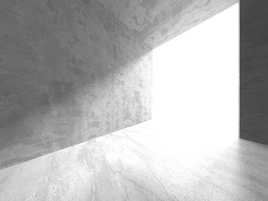 Karanlık beton boş oda. Modern mimari tasarım