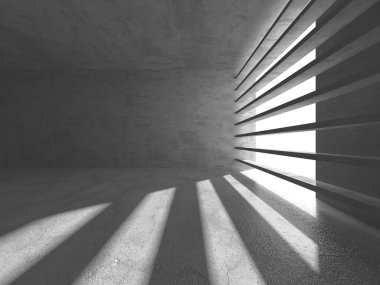 Karanlık beton boş oda. Modern mimari tasarım