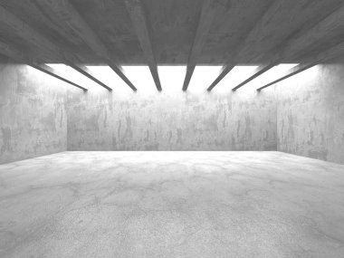 Karanlık beton boş oda. Modern mimari tasarım