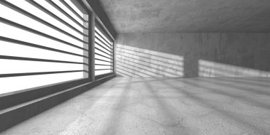 Karanlık beton boş oda. Modern mimari tasarım