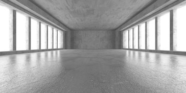 Karanlık beton boş oda. Modern mimari tasarım