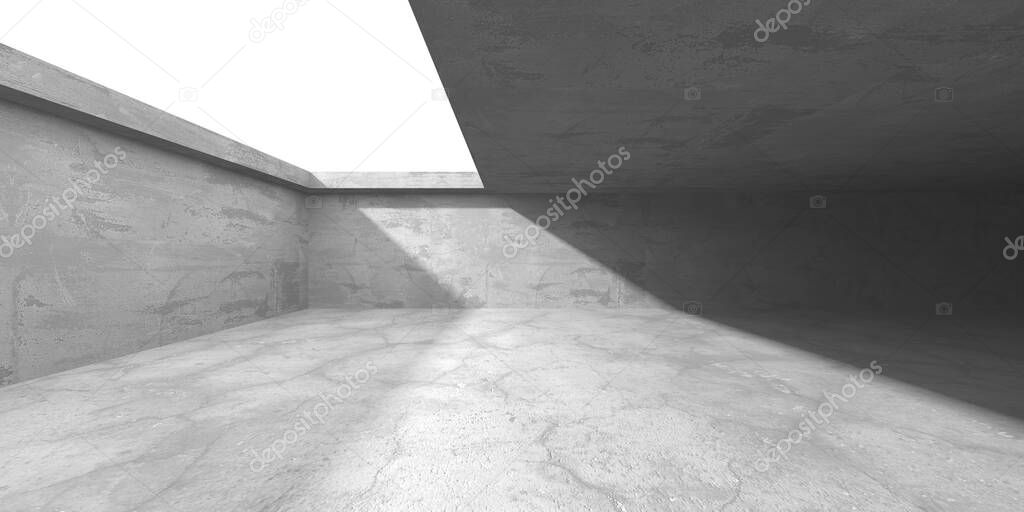 Dark concrete empty room. Modern architecture design