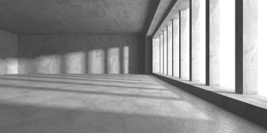 Karanlık beton boş oda. Modern mimari tasarım