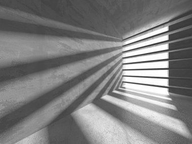 Karanlık beton boş oda. Modern mimari tasarım