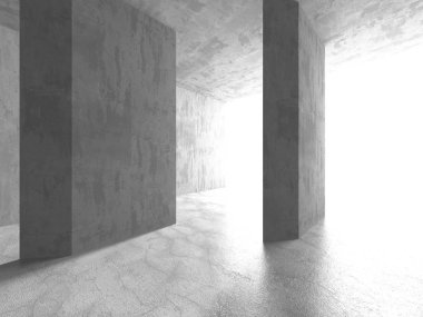 Karanlık beton boş oda. Modern mimari tasarım