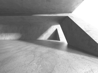 Karanlık beton boş oda. Modern mimari tasarım