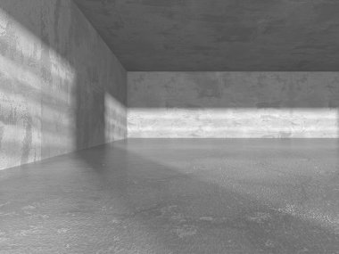 Karanlık beton boş oda. Modern mimari tasarım