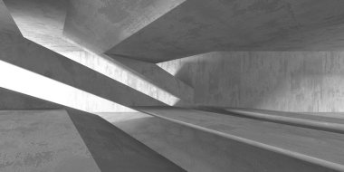 Karanlık beton boş oda. Modern mimari tasarım