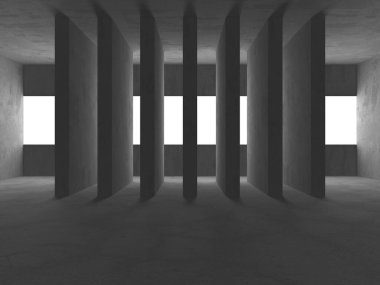 Dark Beton Duvar Mimarisi. Boş Oda. 3d Görüntüleme