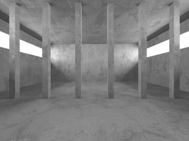 Dark Beton Duvar Mimarisi. Boş Oda. 3d Görüntüleme