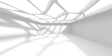 Soyut Beyaz Mimari Tasarım Konsepti. 3d Görüntüleme