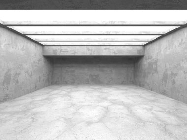 Dark Beton Duvar Mimarisi. Boş Oda. 3d Görüntüleme