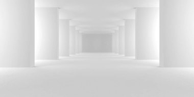 Soyut Beyaz Mimari Tasarım Konsepti. 3d Görüntüleme