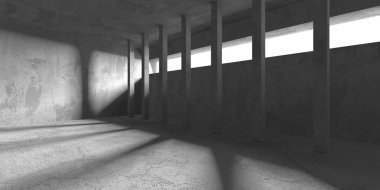 Dark Beton Duvar Mimarisi. Boş Oda. 3d Görüntüleme