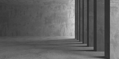 Dark Beton Duvar Mimarisi. Boş Oda. 3d Görüntüleme