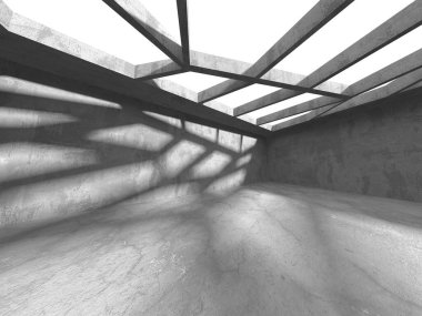 Dark Beton Duvar Mimarisi. Boş Oda. 3d Görüntüleme