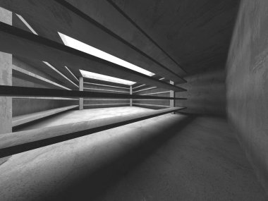 Dark Beton Duvar Mimarisi. Boş Oda. 3d Görüntüleme