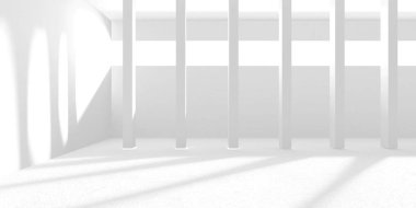 Soyut Beyaz Mimari Tasarım Konsepti. 3d Görüntüleme