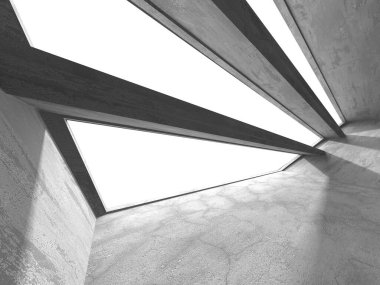 Dark Beton Duvar Mimarisi. Boş Oda. 3d Görüntüleme